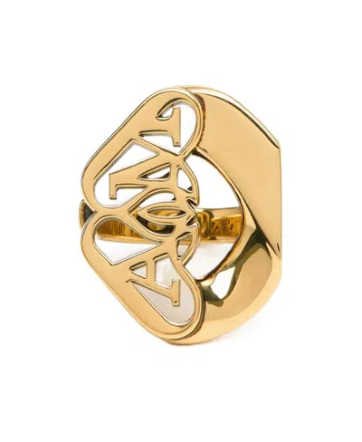 Alexander Mcqueen Seal, Logo, Ring. In Yellow