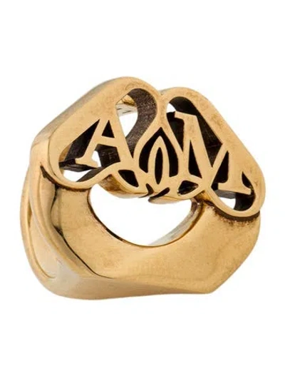 Pre-owned Alexander Mcqueen Seal Logo Signet Ring In Multi