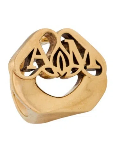 Pre-owned Alexander Mcqueen Seal Logo Signet Ring In Multi