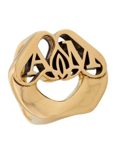 Pre-owned Alexander Mcqueen Seal Logo Signet Ring In Multi