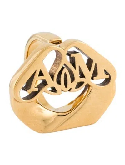 Pre-owned Alexander Mcqueen Seal Logo Signet Ring In Multi