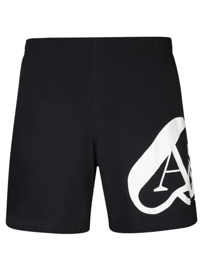 ALEXANDER MCQUEEN SEAL-PRINTED ELASTICATED-WAIST SWIM SHORTS
