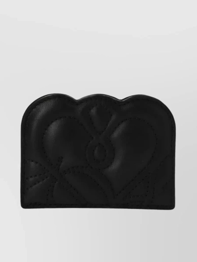 Alexander Mcqueen Quilted Seal Logo Cardholder In Black