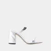 ALEXANDER MCQUEEN SEAL HEELED SANDALS - ALEXANDER MCQUEEN - LEATHER - SILVER