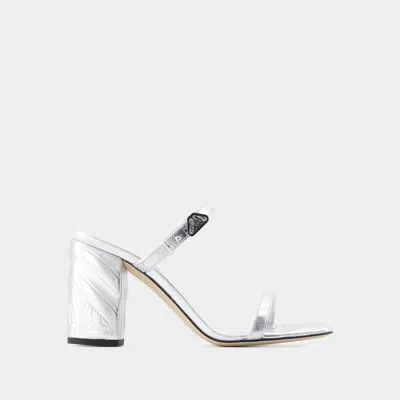 ALEXANDER MCQUEEN SANDALES À TALON SEAL - ALEXANDER MCQUEEN - CUIR - ARGENTÉ