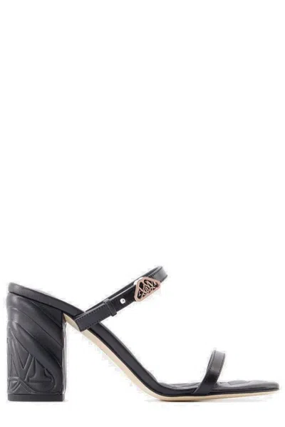 Alexander Mcqueen Seal Heeled Sandals In Black