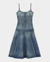Alexander Mcqueen Stonewashed Denim Midi Dress