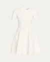 Alexander Mcqueen Seamed Short-sleeve Mini Dress In White