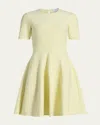 Alexander Mcqueen Seamed Short-sleeve Mini Dress In Yellow