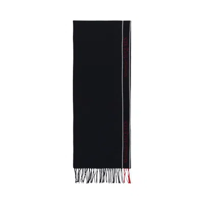 Pre-owned Alexander Mcqueen Selvedge Wool Scarf 'blue' | Women's Size Onesize