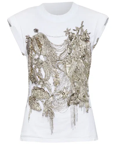 Pre-owned Alexander Mcqueen Sequin Chain Embroidered Top