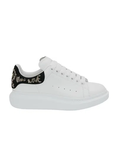 Alexander Mcqueen Sequin-embellished Lace-up Sneakers In White