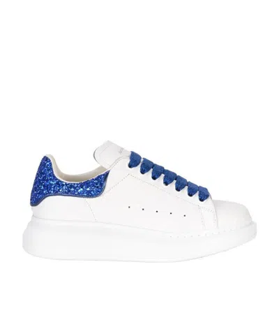 Alexander Mcqueen Sequined Blue Tail Casual Sneakers In White
