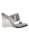 Alexander Mcqueen Wedge-heel Mule Sandals In Argento
