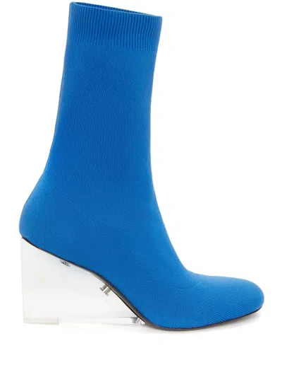 Alexander Mcqueen Heel Sock Ankle Boots In Blue