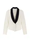 Alexander Mcqueen Women Wool Blazer With Satin Lapel In White