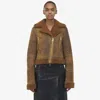 Alexander Mcqueen Leather Shearling Aviator Jacket In Ginger/dark Brown