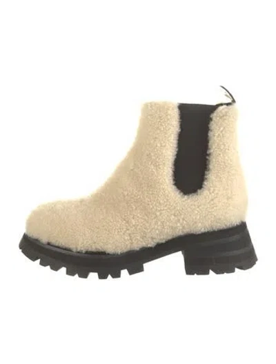 Pre-owned Alexander Mcqueen Shearling Chelsea Boots In Neutral