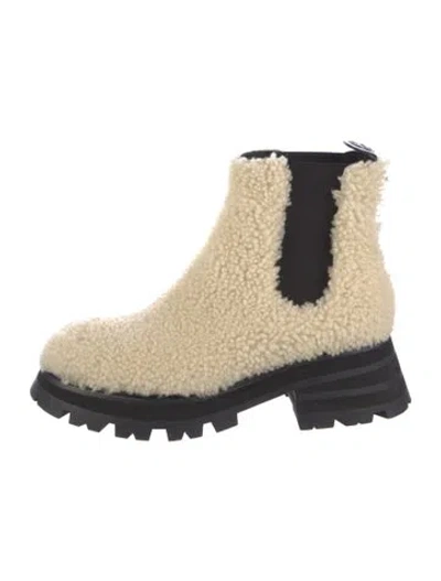 Pre-owned Alexander Mcqueen Shearling Chelsea Boots In Neutral