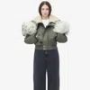 Alexander Mcqueen Shearling Collar Bomber Jacket In Khaki