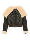 Alexander Mcqueen Cropped Shearling-trimmed Leather Jacket In Black