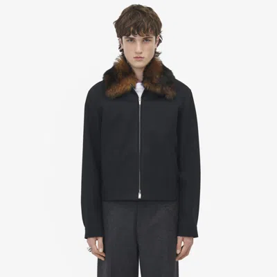 Alexander Mcqueen Shearling Detail Blouson In Black/brown