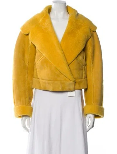 Pre-owned Alexander Mcqueen Shearling Faux Fur Coat In Yellow