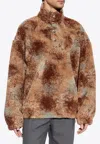 Alexander Mcqueen Shearling High-neck Sweater In Brown