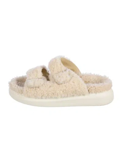 Pre-owned Alexander Mcqueen Shearling Slides In Neutrals