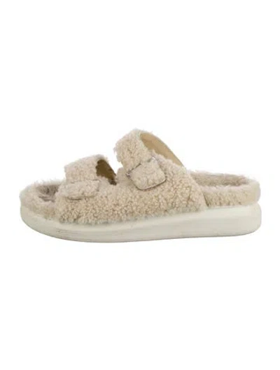 Pre-owned Alexander Mcqueen Shearling Slides In Neutrals
