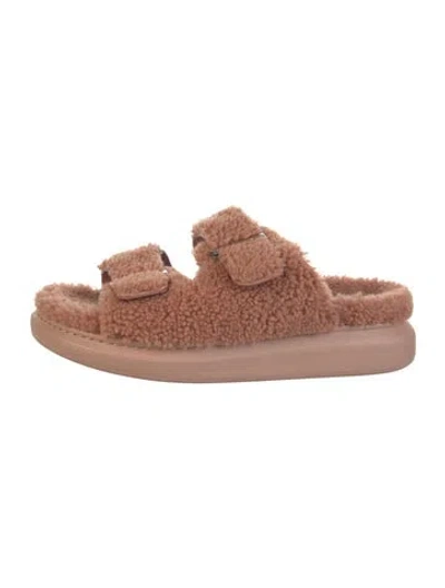 Pre-owned Alexander Mcqueen Shearling Slides In Orange