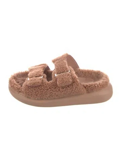 Pre-owned Alexander Mcqueen Shearling Slides In Orange
