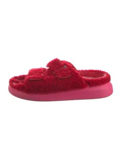 Pre-owned Alexander Mcqueen Shearling Slides In Red