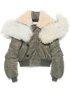 Alexander Mcqueen Shearling Collar Bomber Jacket In Green