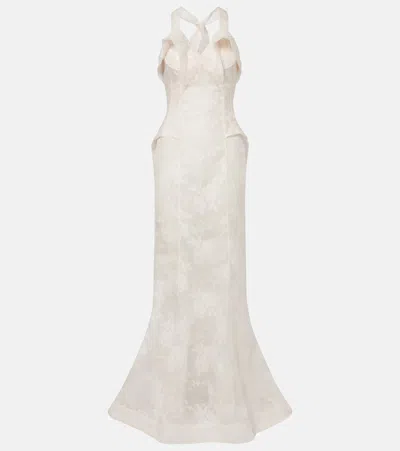 Alexander Mcqueen Sheer Silk Lace Gown In White
