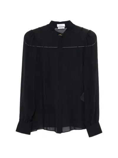 Alexander Mcqueen Sheer-sleeve Shirt In Black