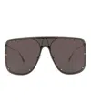 Alexander Mcqueen Shield-frame Metal Sunglasses With Luxurious Detailing