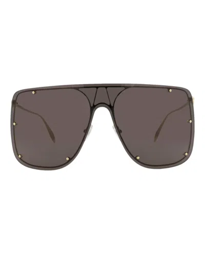 Alexander Mcqueen Shield-frame Metal Sunglasses With Luxurious Detailing
