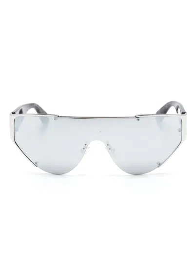 Alexander Mcqueen Shield-frame Mirrored Sunglasses In 银色