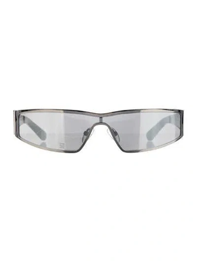 Pre-owned Alexander Mcqueen Shield Mirrored Sunglasses In Silver