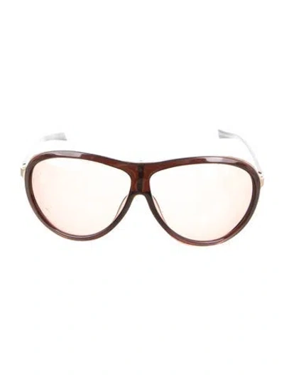 Pre-owned Alexander Mcqueen Shield Tinted Sunglasses In Brown