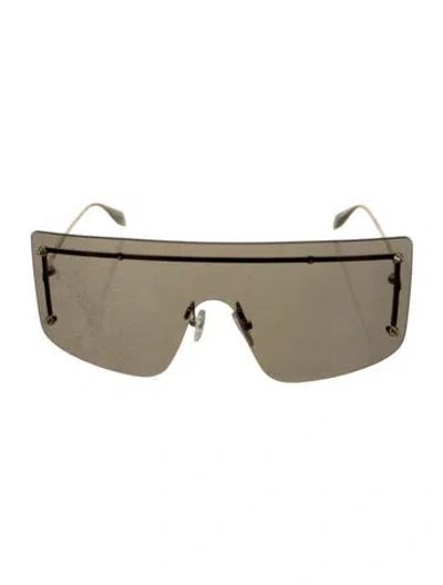 Pre-owned Alexander Mcqueen Shield Tinted Sunglasses In Gold