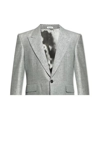 Alexander Mcqueen Single-breasted Blazer In Grey