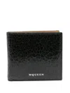 Alexander Mcqueen Bifold Wallet With Black Crackled Effect In Black