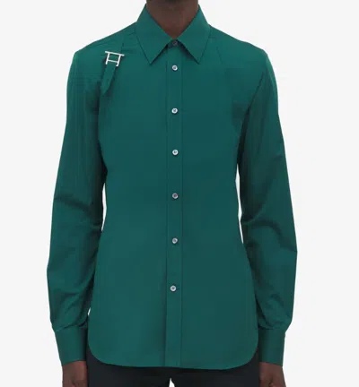 Alexander Mcqueen Cotton Poplin Harness Shirt In Green