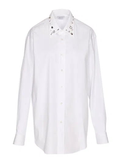 Alexander Mcqueen Embellished Collar Long Sleeves Shirt In White