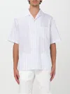Alexander Mcqueen Short-sleeved Shirt With Striped Pattern In Gray