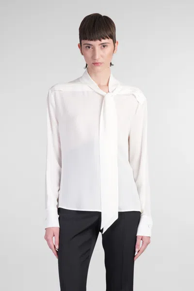 Alexander Mcqueen Shirt In Beige Silk In Gray