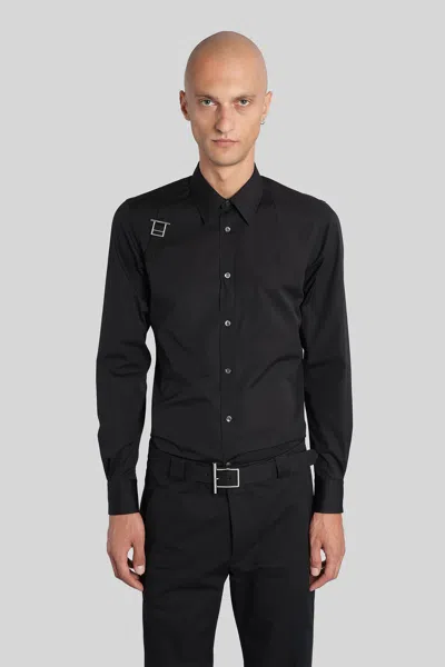 Alexander Mcqueen Metal Detail Long Sleeves Point Collar In Black