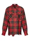 Alexander Mcqueen Distressed Tartan Overshirt Jackets Red In Red